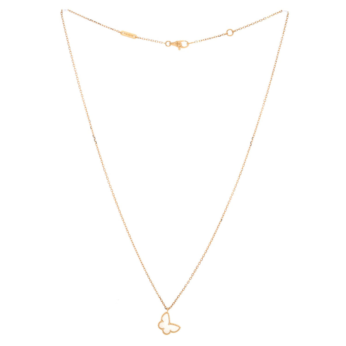 Sweet Alhambra Butterfly Pendant Necklace 18K Yellow Gold and Mother of Pearl