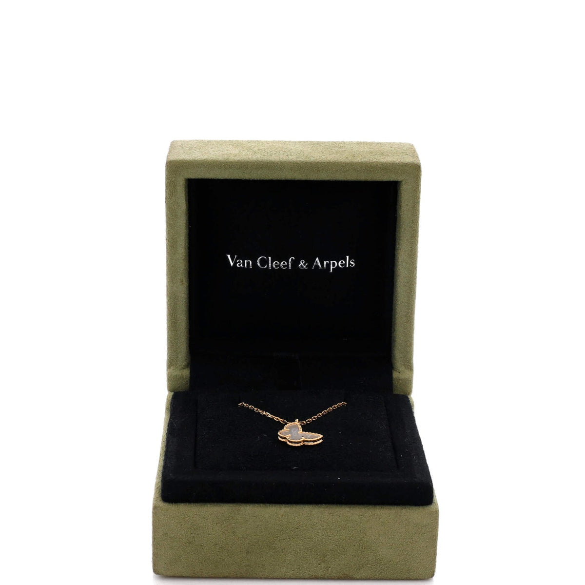 Sweet Alhambra Butterfly Pendant Necklace 18K Yellow Gold and Mother of Pearl