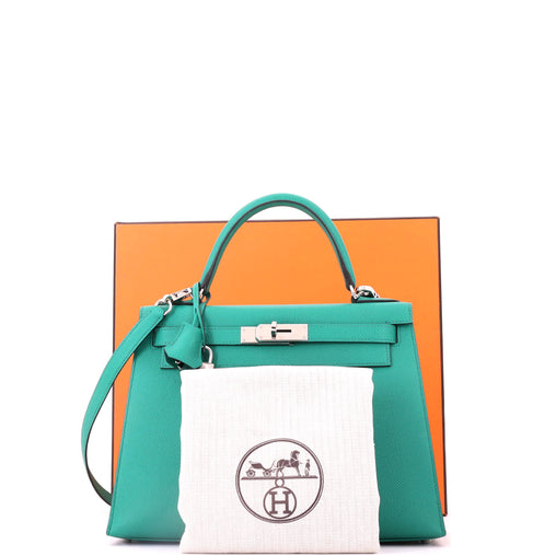 Kelly Handbag Menthe Epsom with Palladium Hardware 28