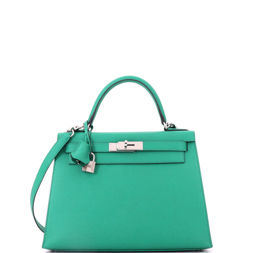Kelly Handbag Menthe Epsom with Palladium Hardware 28