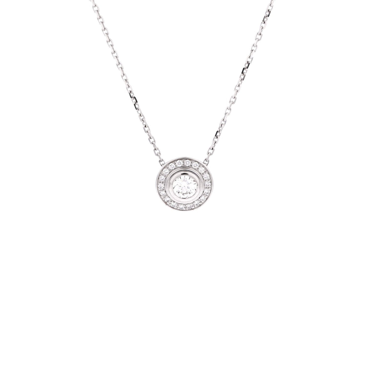 Cartier D'Amour Pendant Necklace 18K White Gold with Pave Diamonds 0.18-0.29CT