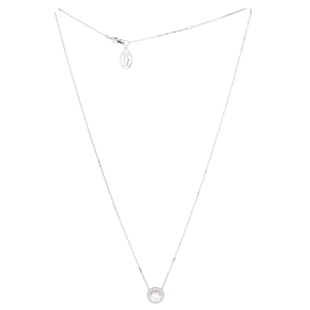 Cartier D'Amour Pendant Necklace 18K White Gold with Pave Diamonds 0.18-0.29CT