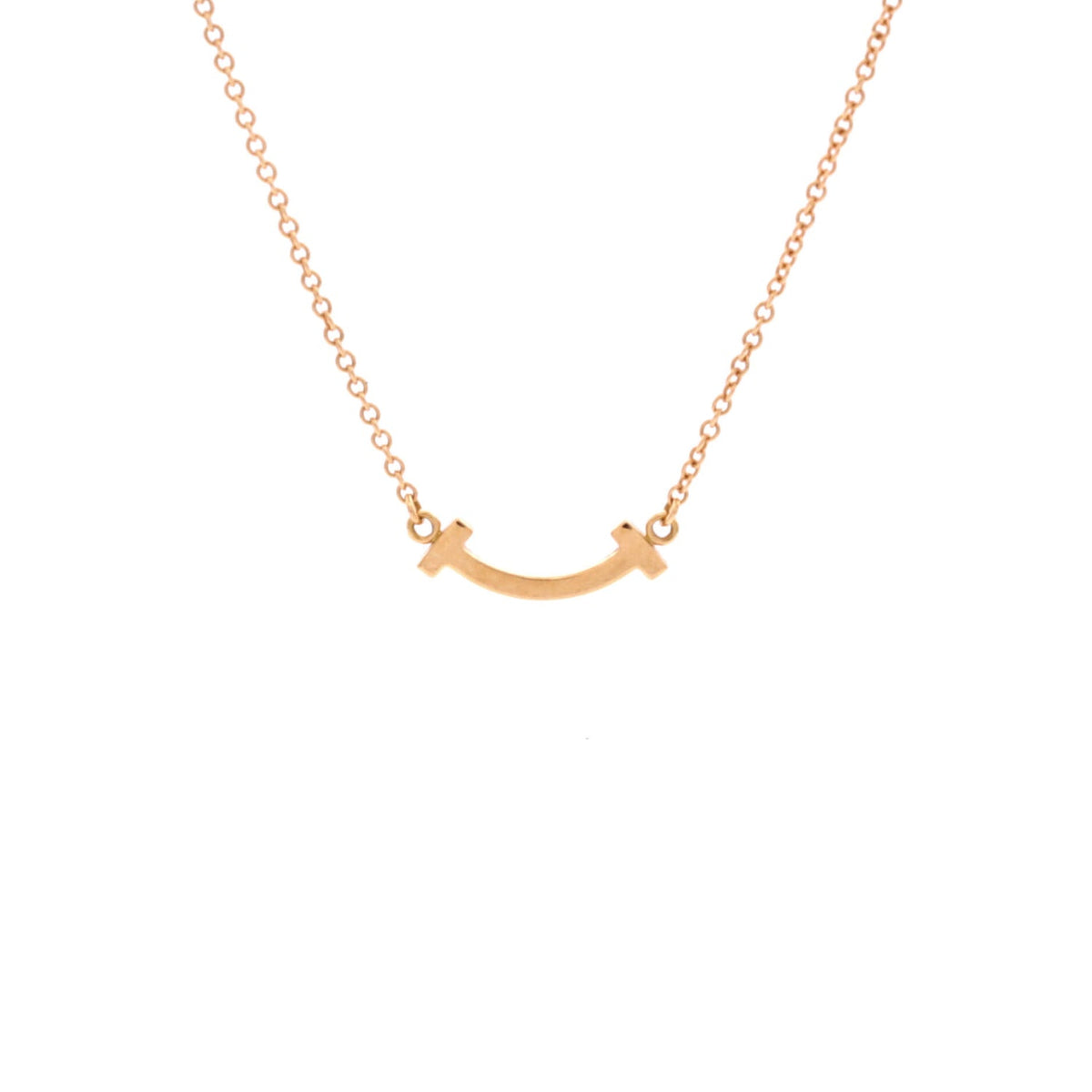 T Smile Pendant Necklace 18K Rose Gold Mini