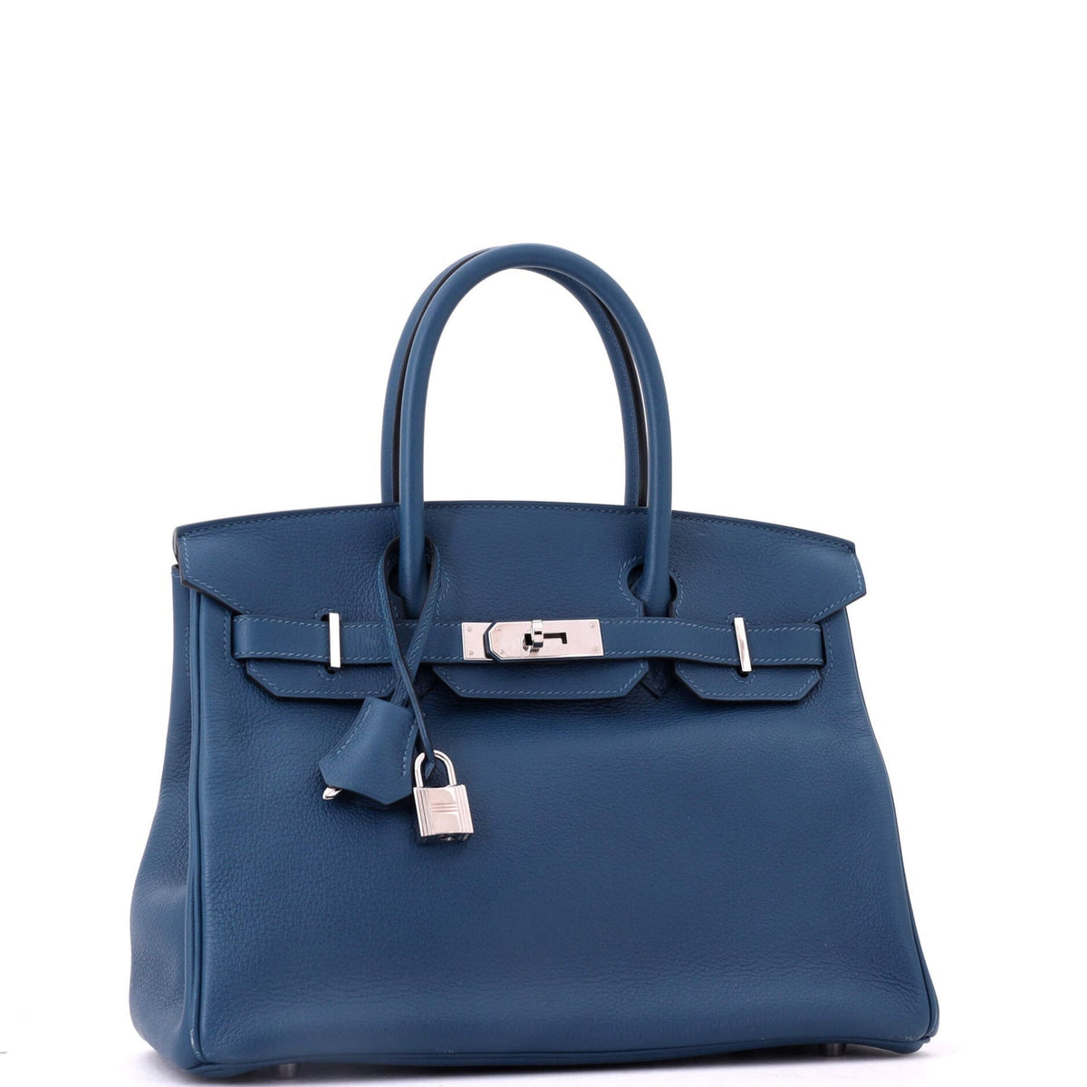 Birkin Handbag Deep Blue Novillo with Palladium Hardware 30