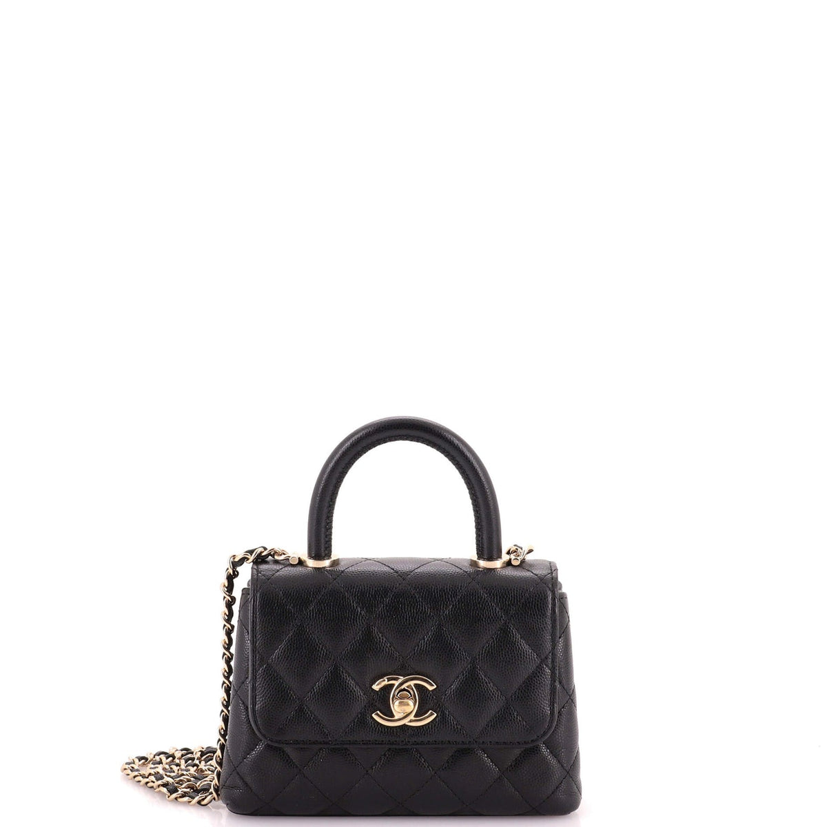 Coco Top Handle Bag Quilted Caviar Extra Mini
