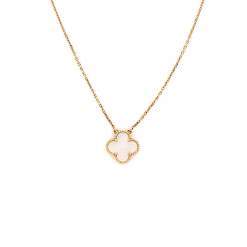 Vintage Alhambra Pendant Necklace 18K Yellow Gold and Mother of Pearl