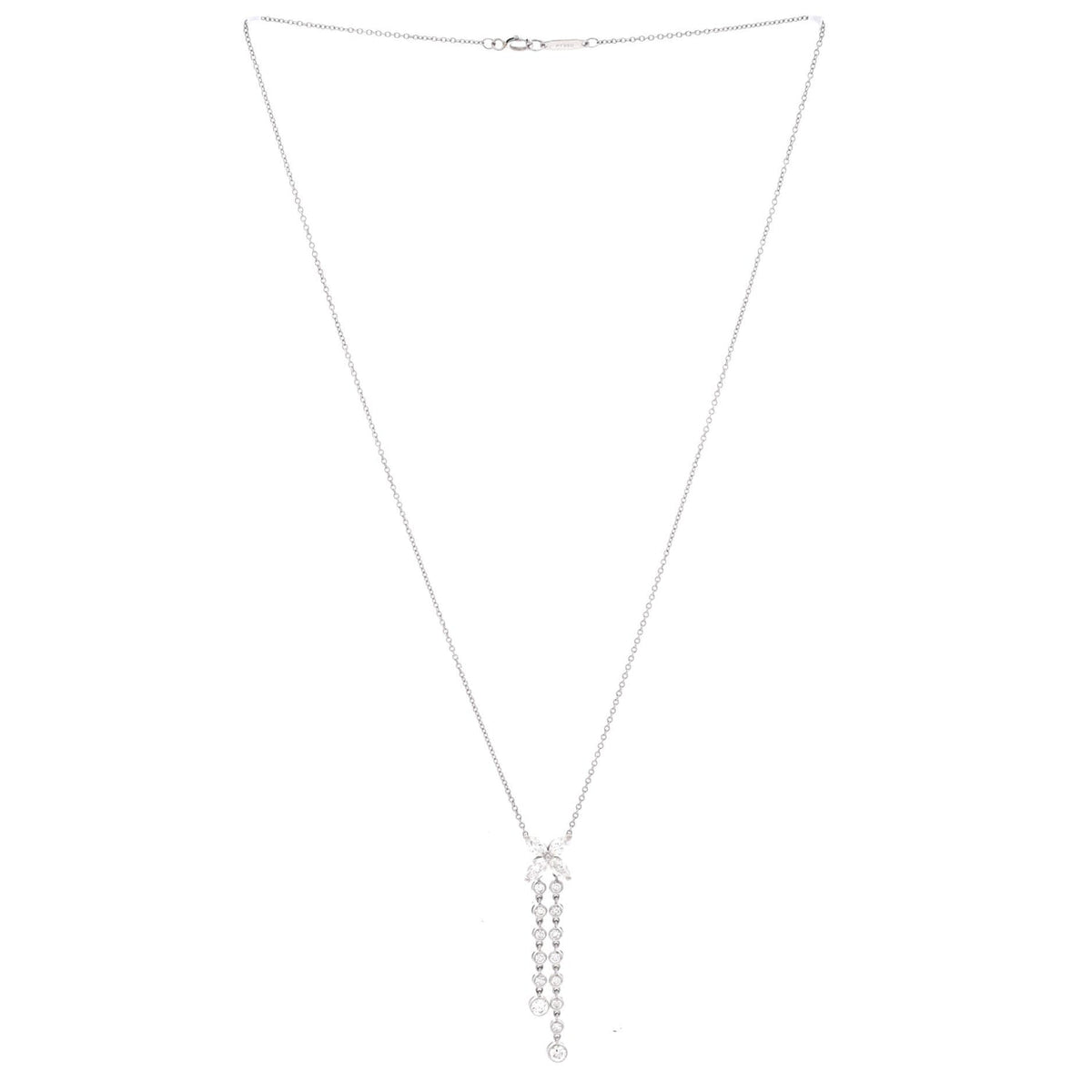 Victoria Double Drop Pendant Necklace Platinum and Diamonds