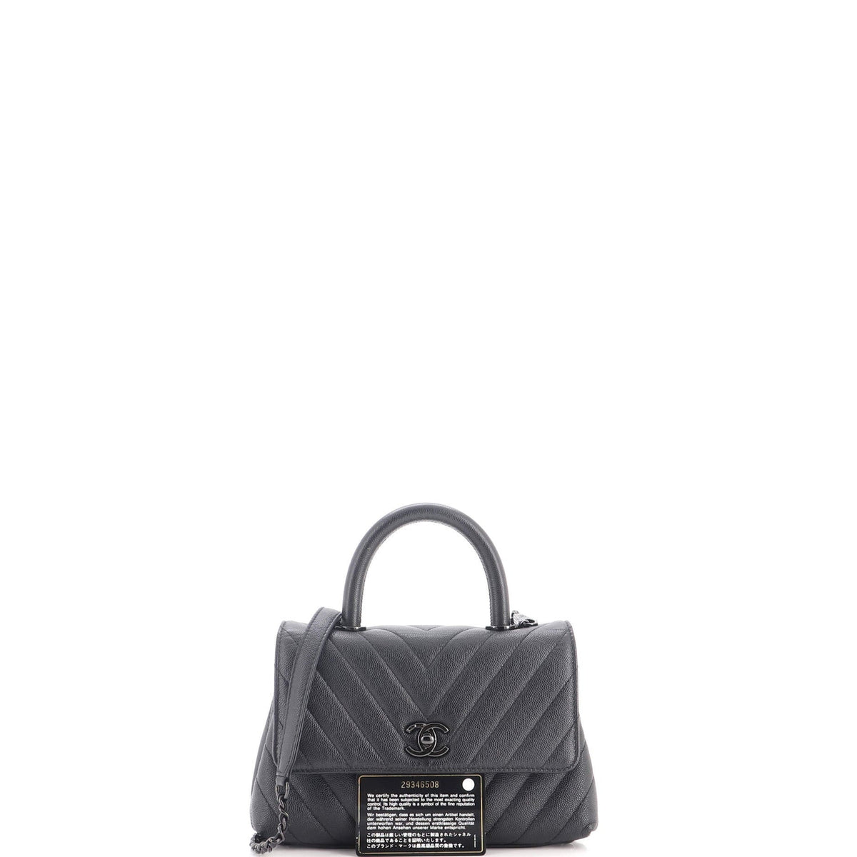 So Black Coco Top Handle Bag Chevron Caviar Mini