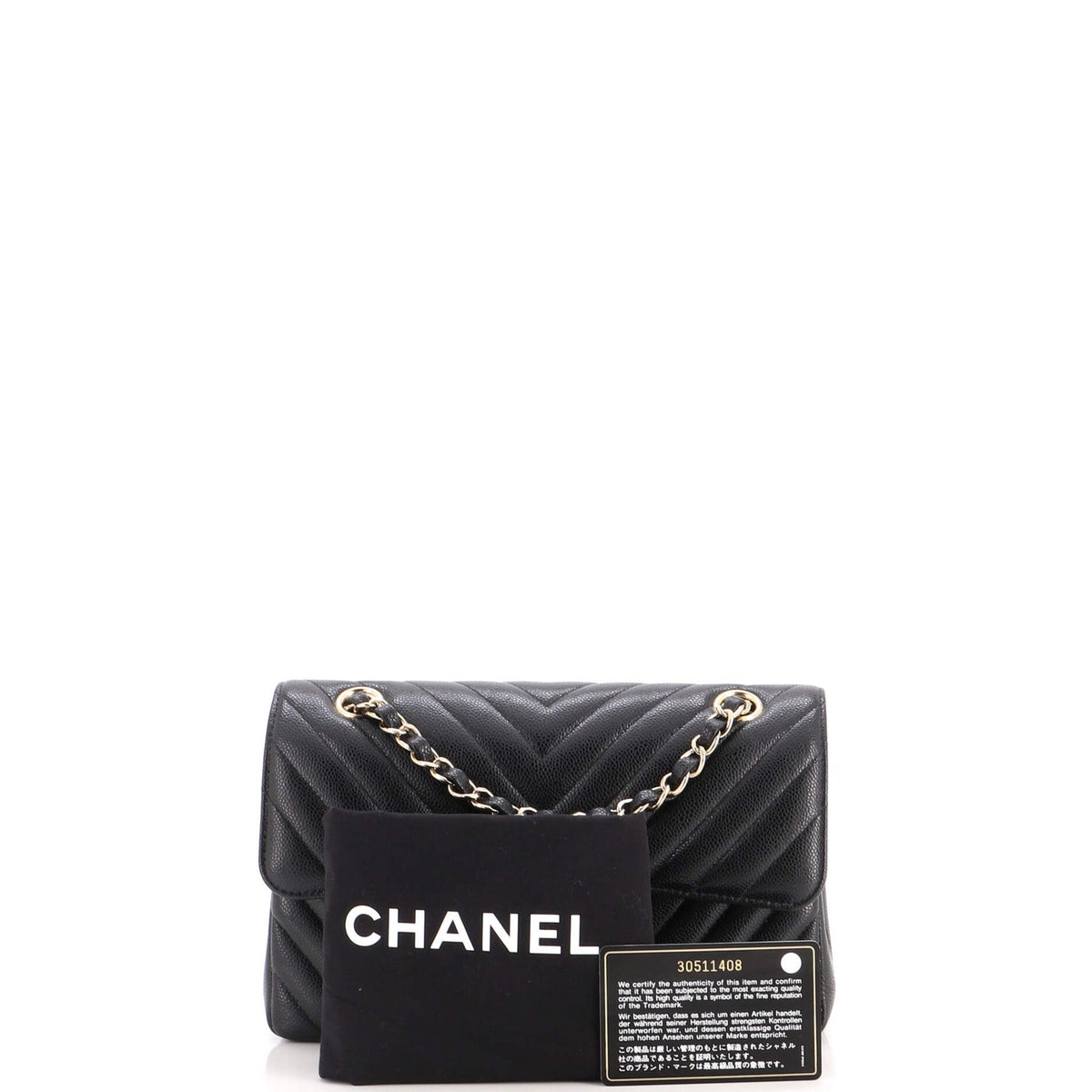 Classic Double Flap Bag Chevron Caviar Small