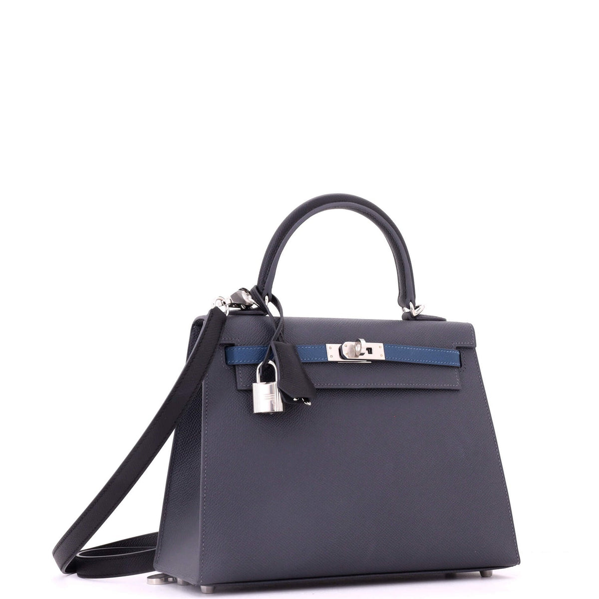 Kelly Handbag Bicolor Epsom with Palladium Hardware 25