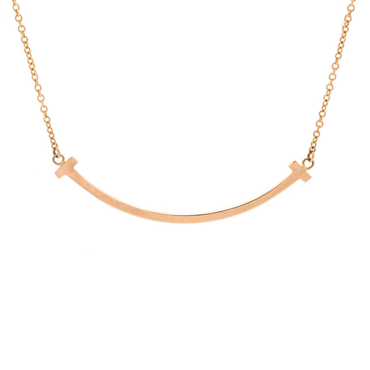 T Smile Pendant Necklace 18K Rose Gold Small