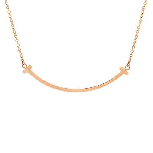 T Smile Pendant Necklace 18K Rose Gold Small