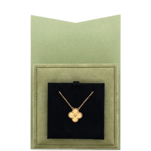 Vintage Alhambra Pendant Necklace Guilloche 18K Yellow Gold
