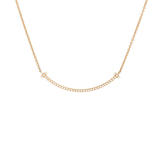 T Smile Pendant Necklace 18K Yellow Gold and Diamonds Small