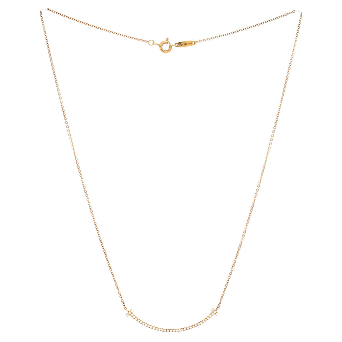 T Smile Pendant Necklace 18K Yellow Gold and Diamonds Small