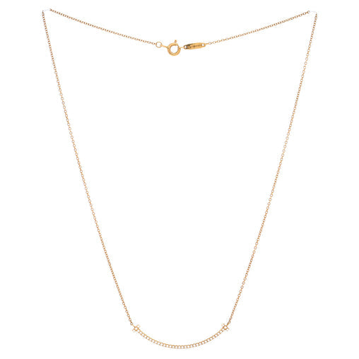 T Smile Pendant Necklace 18K Yellow Gold and Diamonds Small