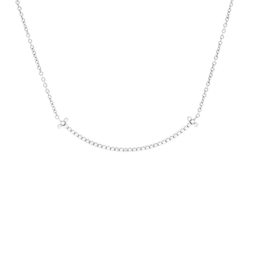 T Smile Pendant Necklace 18K White Gold with Diamonds Small