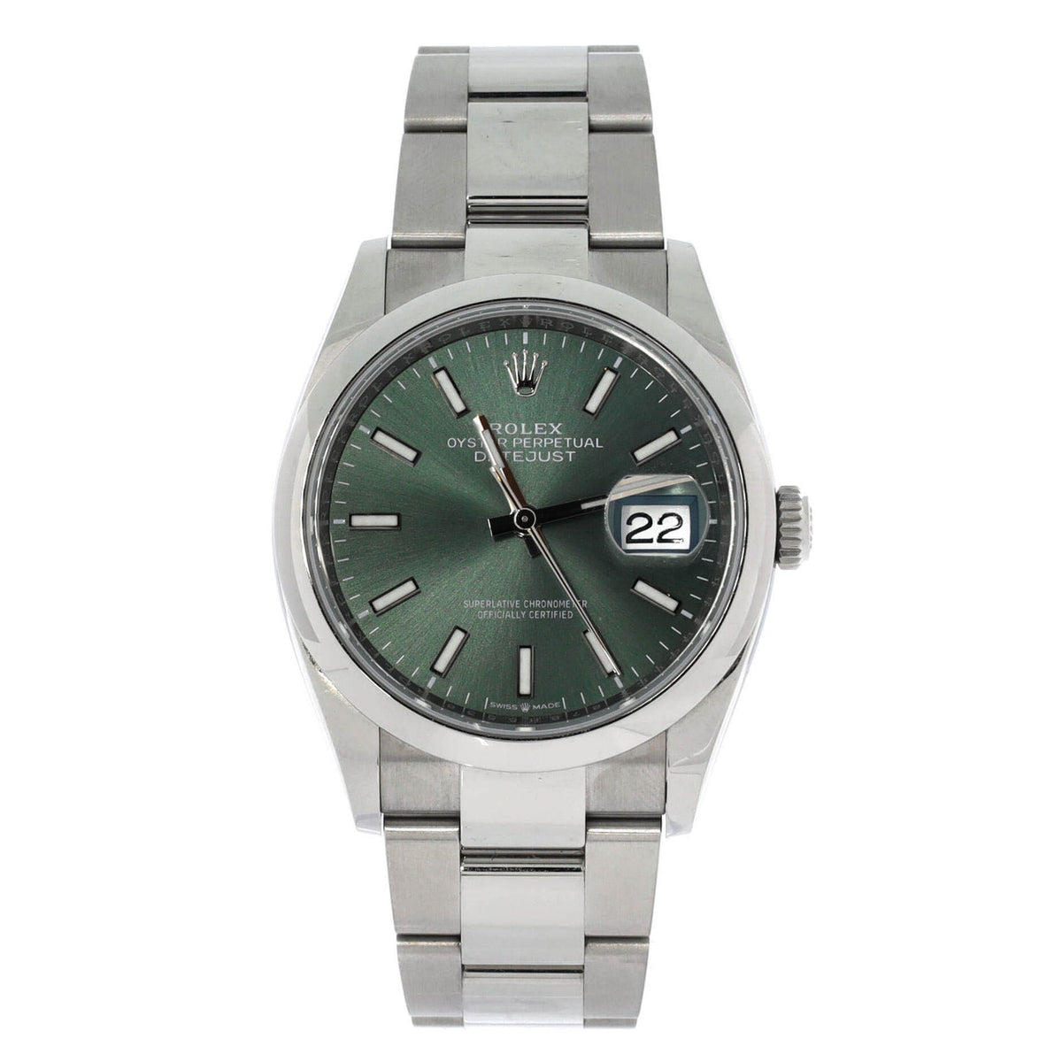 Oyster Perpetual Datejust Mint Green Automatic Watch Stainless Steel 36