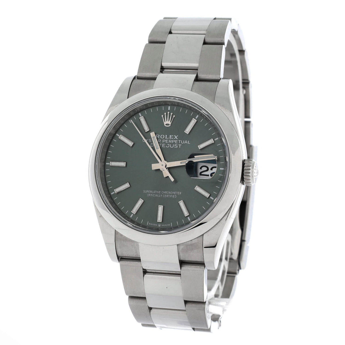 Oyster Perpetual Datejust Mint Green Automatic Watch Stainless Steel 36