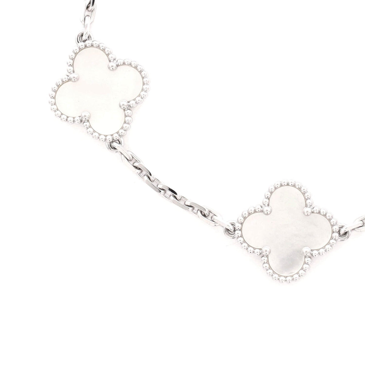 Vintage Alhambra 5 Motifs Bracelet 18K White Gold and Mother of Pearl