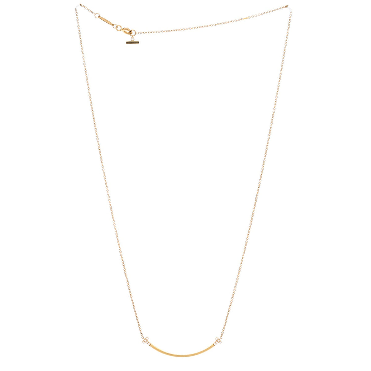 T Smile Pendant Necklace 18K Rose Gold and Diamonds Small