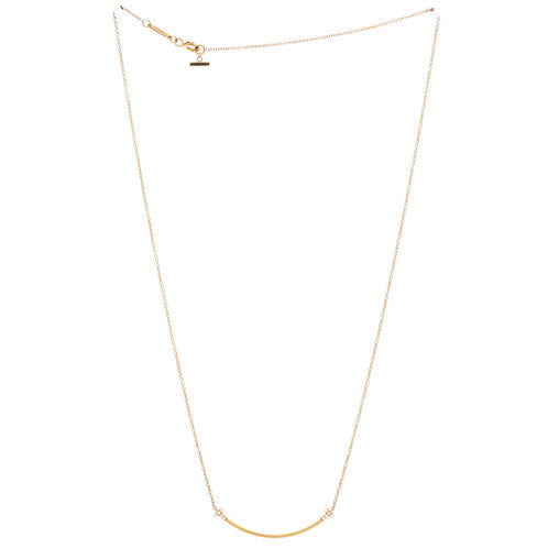 T Smile Pendant Necklace 18K Rose Gold and Diamonds Small