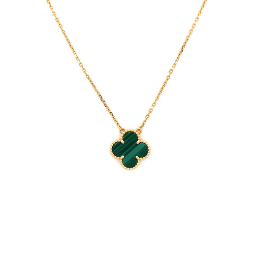 Vintage Alhambra Pendant Necklace 18K Yellow Gold and Malachite