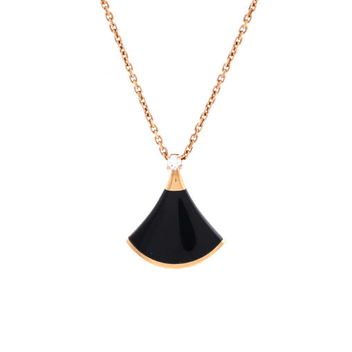 Divas' Dream Pendant Necklace 18K Rose Gold with Onyx and Diamond Small