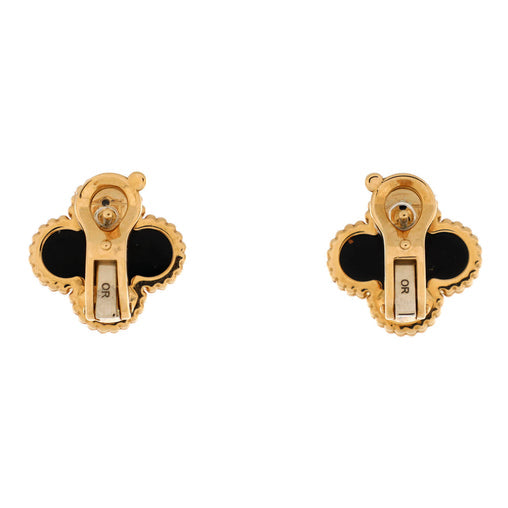 Vintage Alhambra Earrings 18K Yellow Gold and Onyx