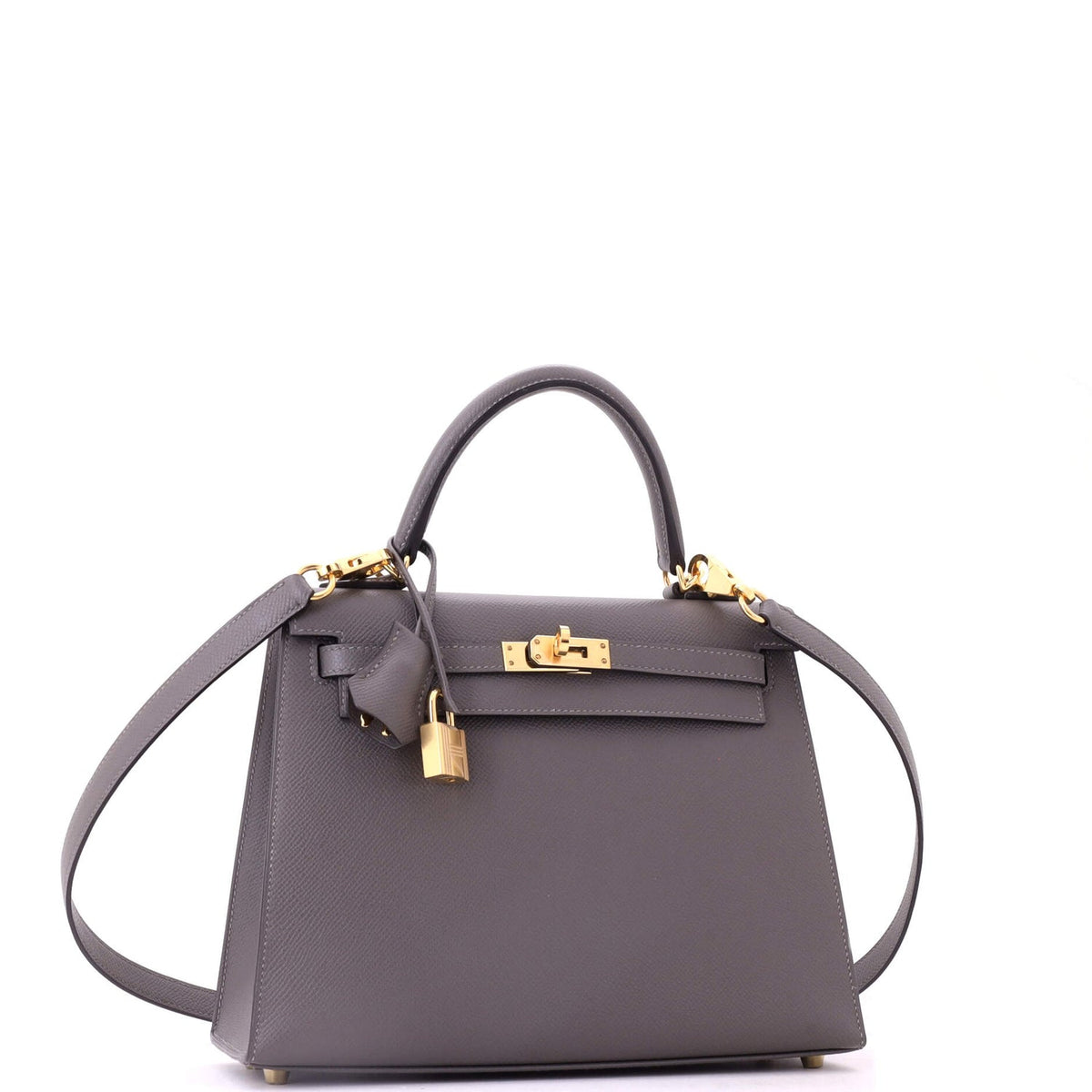 Kelly Handbag Grey Epsom with Gold Hardware 25