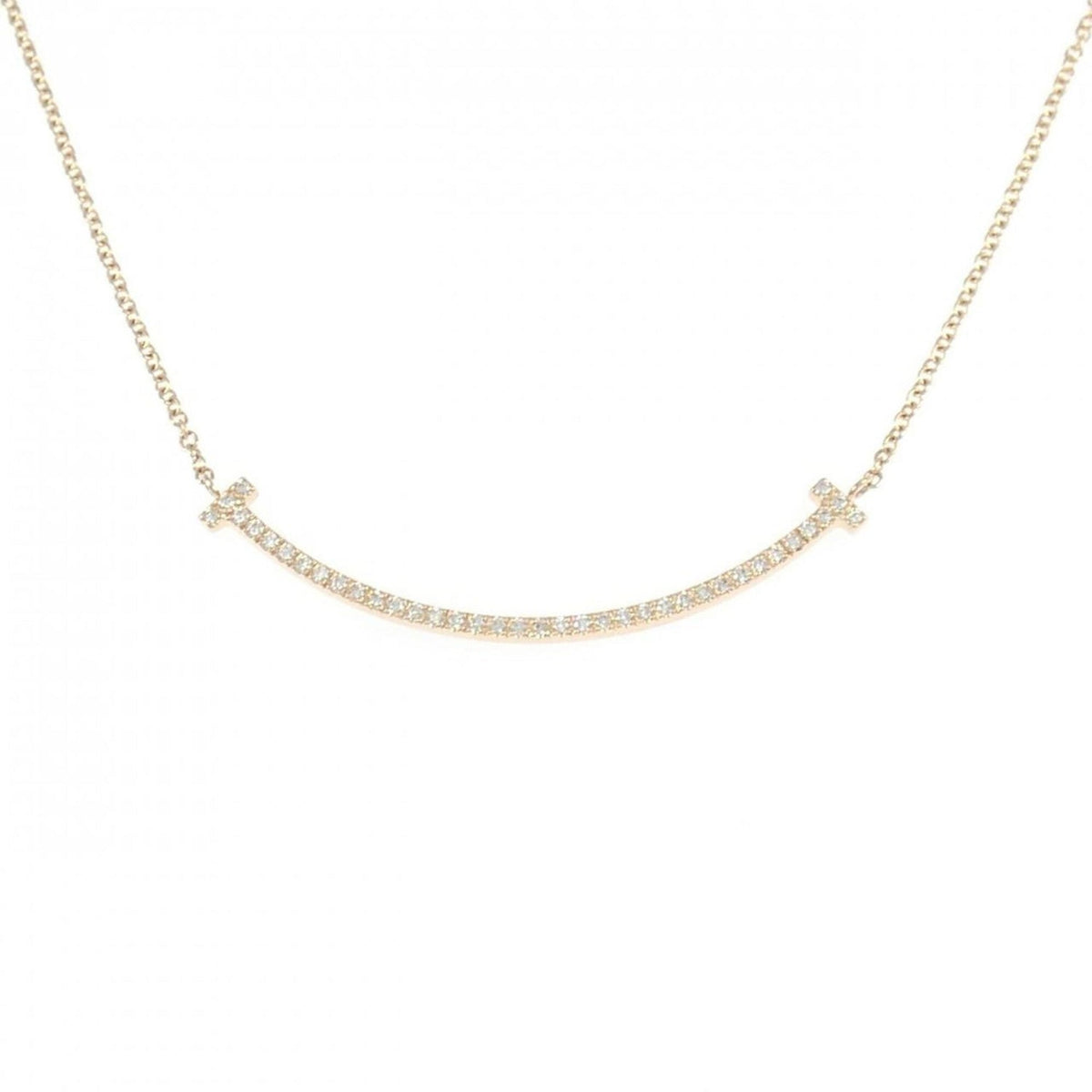 T Smile Pendant Necklace 18K Rose Gold with Diamonds