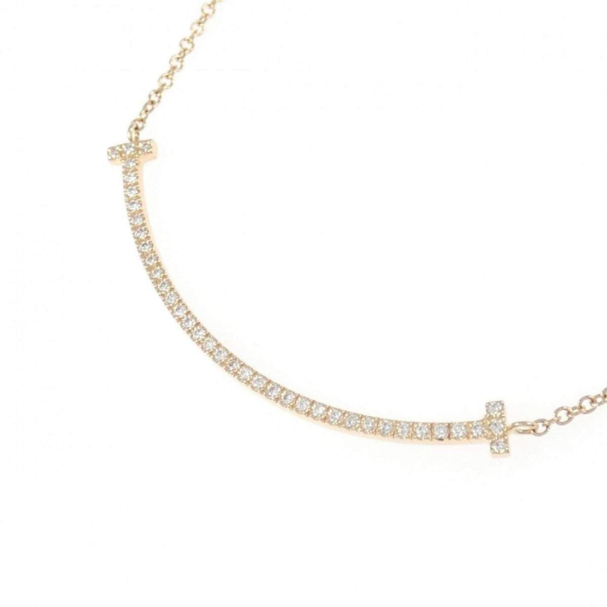 T Smile Pendant Necklace 18K Rose Gold with Diamonds
