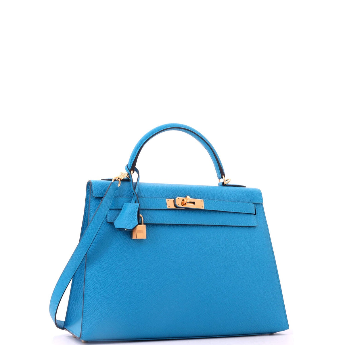 Kelly Handbag Bleu Zellige Epsom with Gold Hardware 32