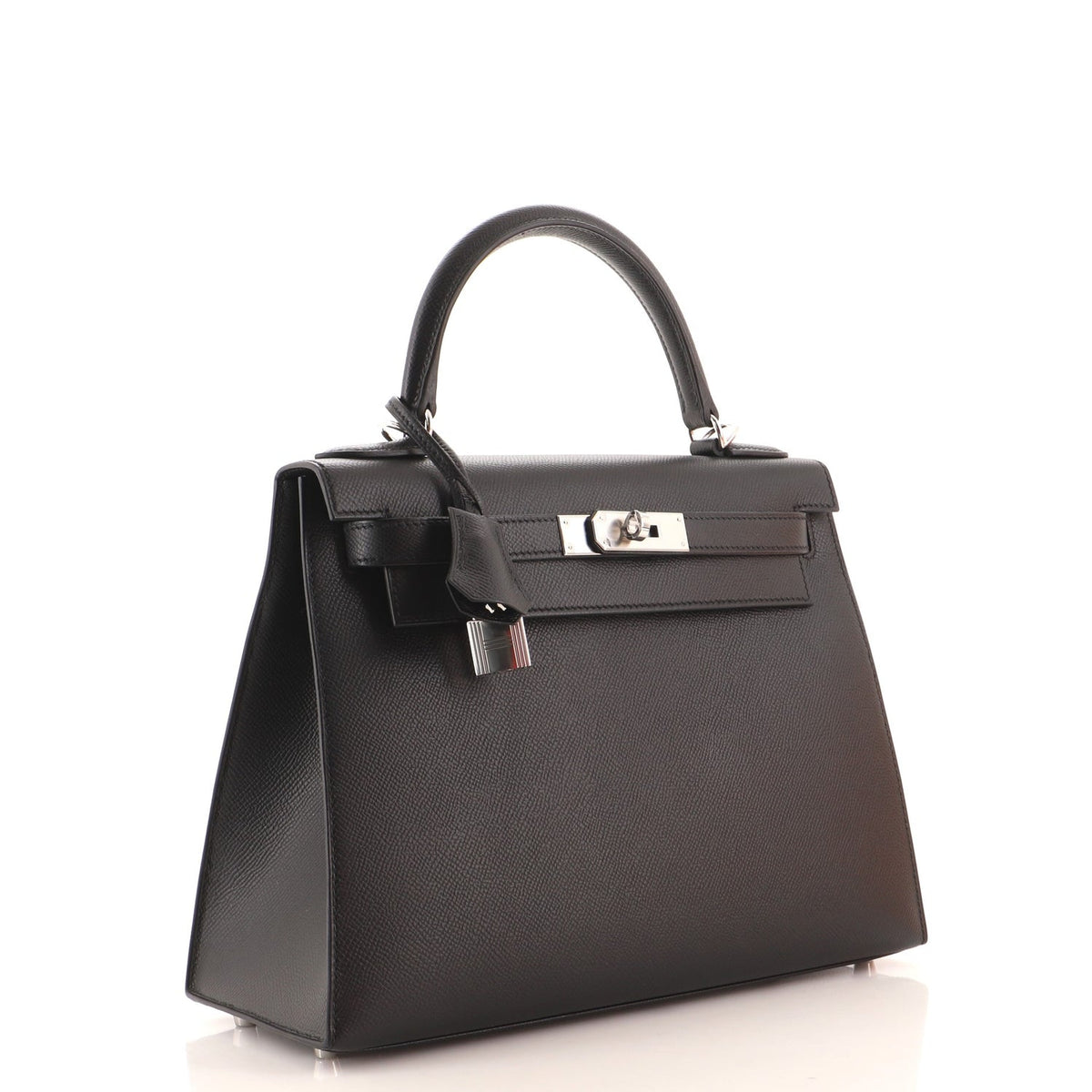 Kelly Handbag Noir Epsom with Palladium Hardware 28