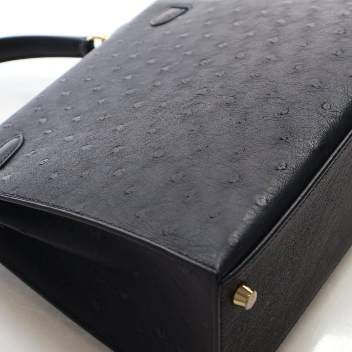 Hermes Noir Ostrich Sellier Kelly 25