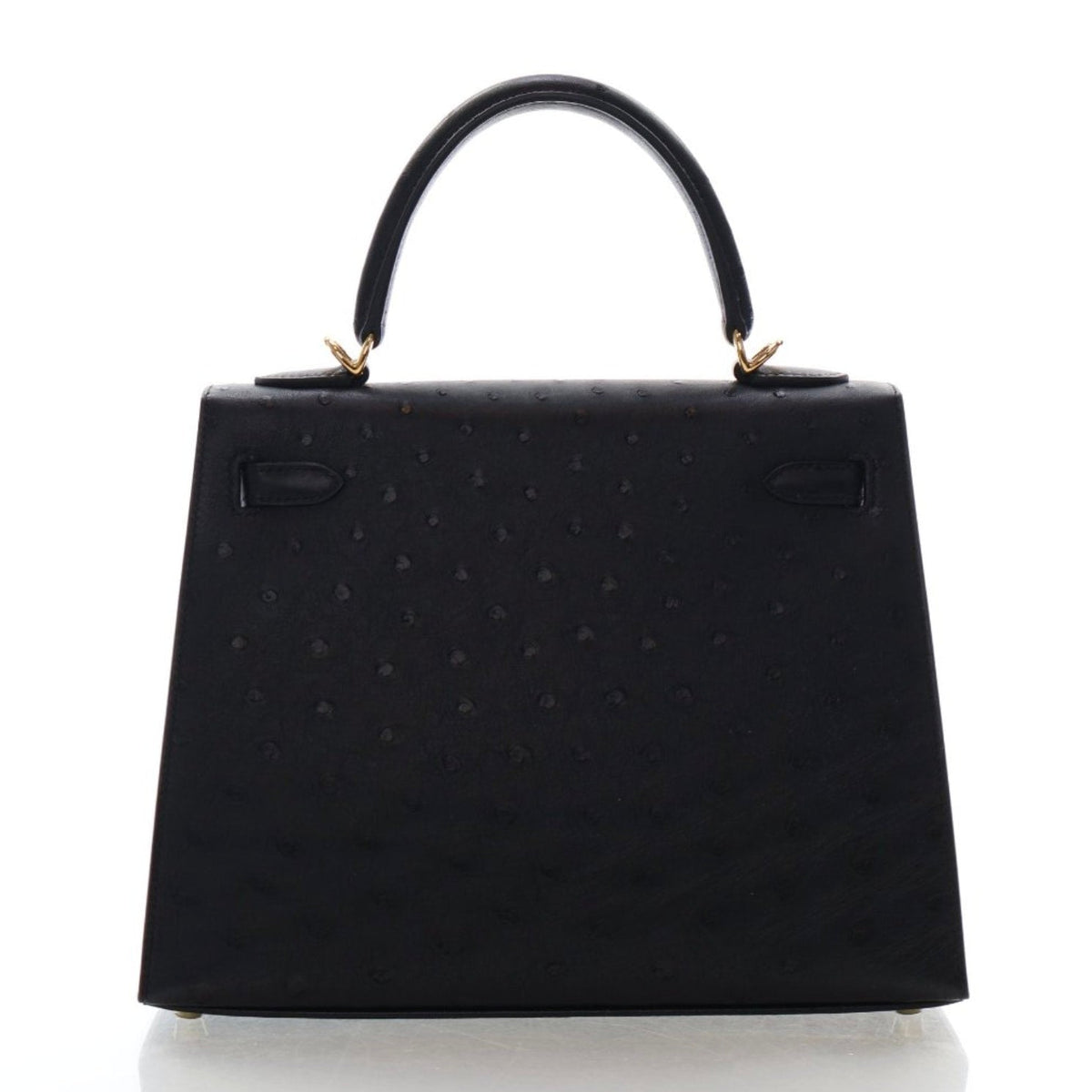 Hermes Noir Ostrich Sellier Kelly 25