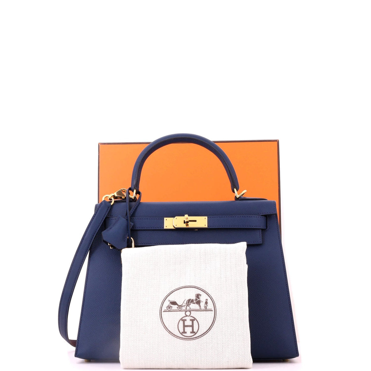 Kelly Handbag Bleu De Prusse Epsom with Gold Hardware 28