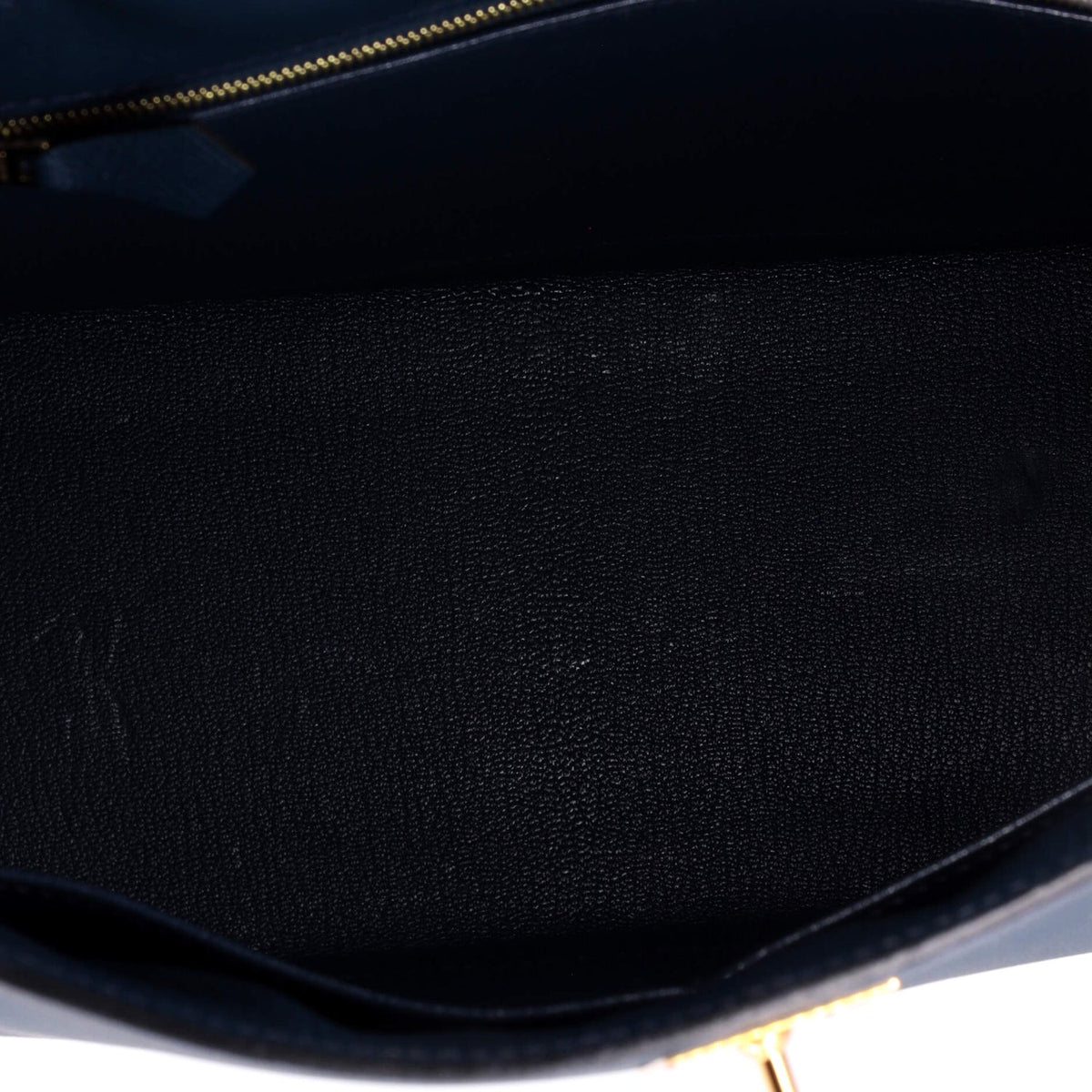 Kelly Handbag Bleu De Prusse Epsom with Gold Hardware 28
