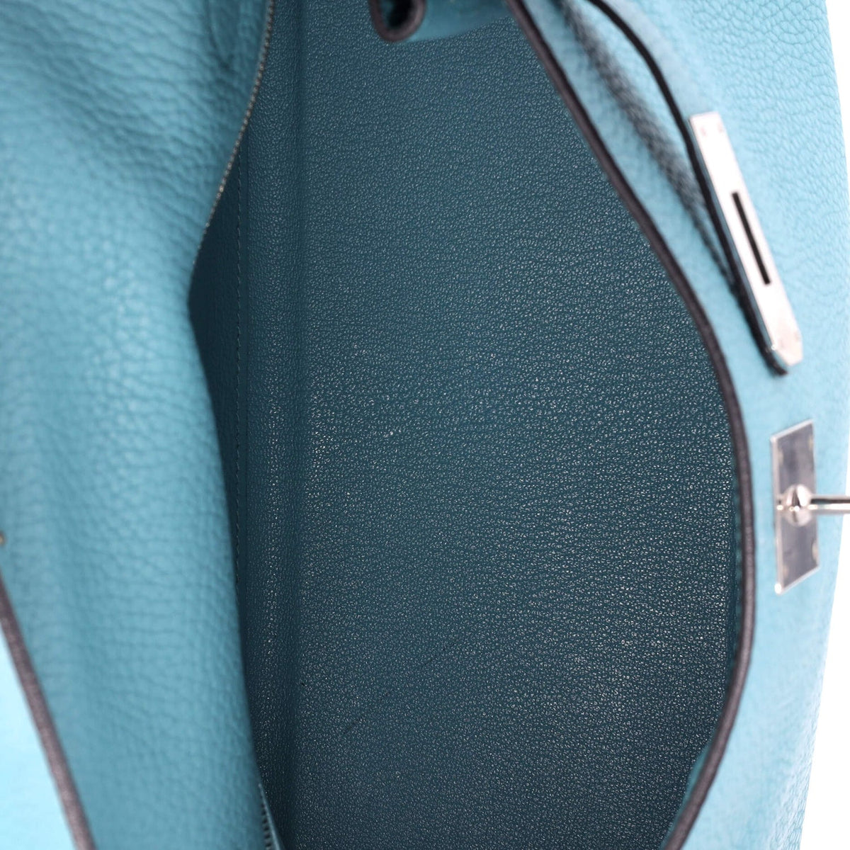 Kelly Handbag Bleu Atoll Clemence with Palladium Hardware 28