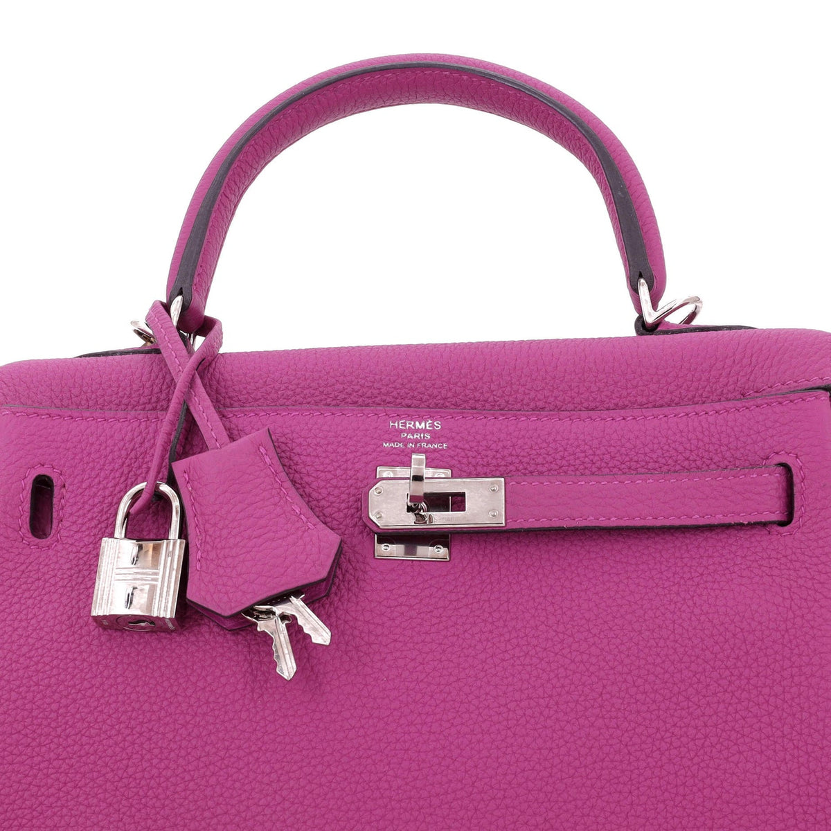 Kelly Handbag Rose Pourpre Togo with Palladium Hardware 25