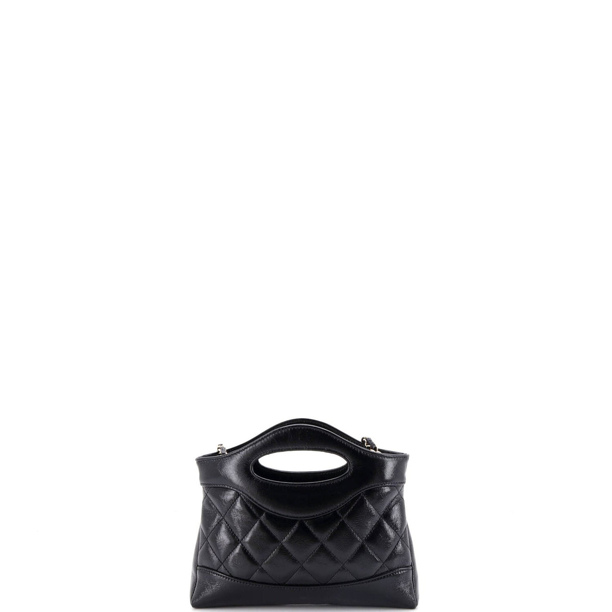 31 Shopping Bag Clutch with Chain Quilted Shiny Crumpled Calfskin Nano