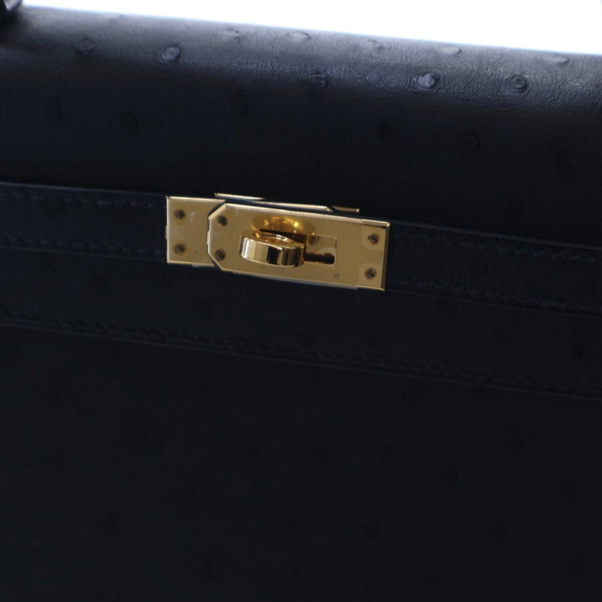 Hermes Noir Ostrich Sellier Kelly 25