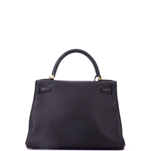 Kelly Handbag Noir Togo with Gold Hardware 28