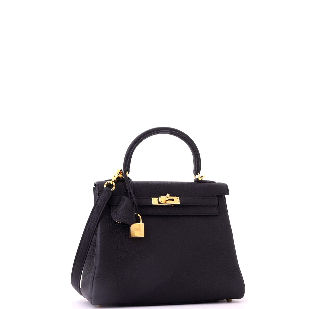 Kelly Handbag Noir Togo with Gold Hardware 25