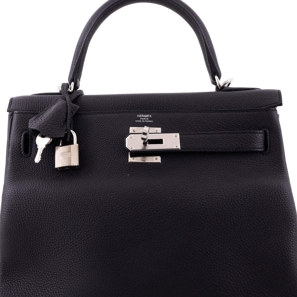 Kelly Handbag Noir Togo with Palladium Hardware 28