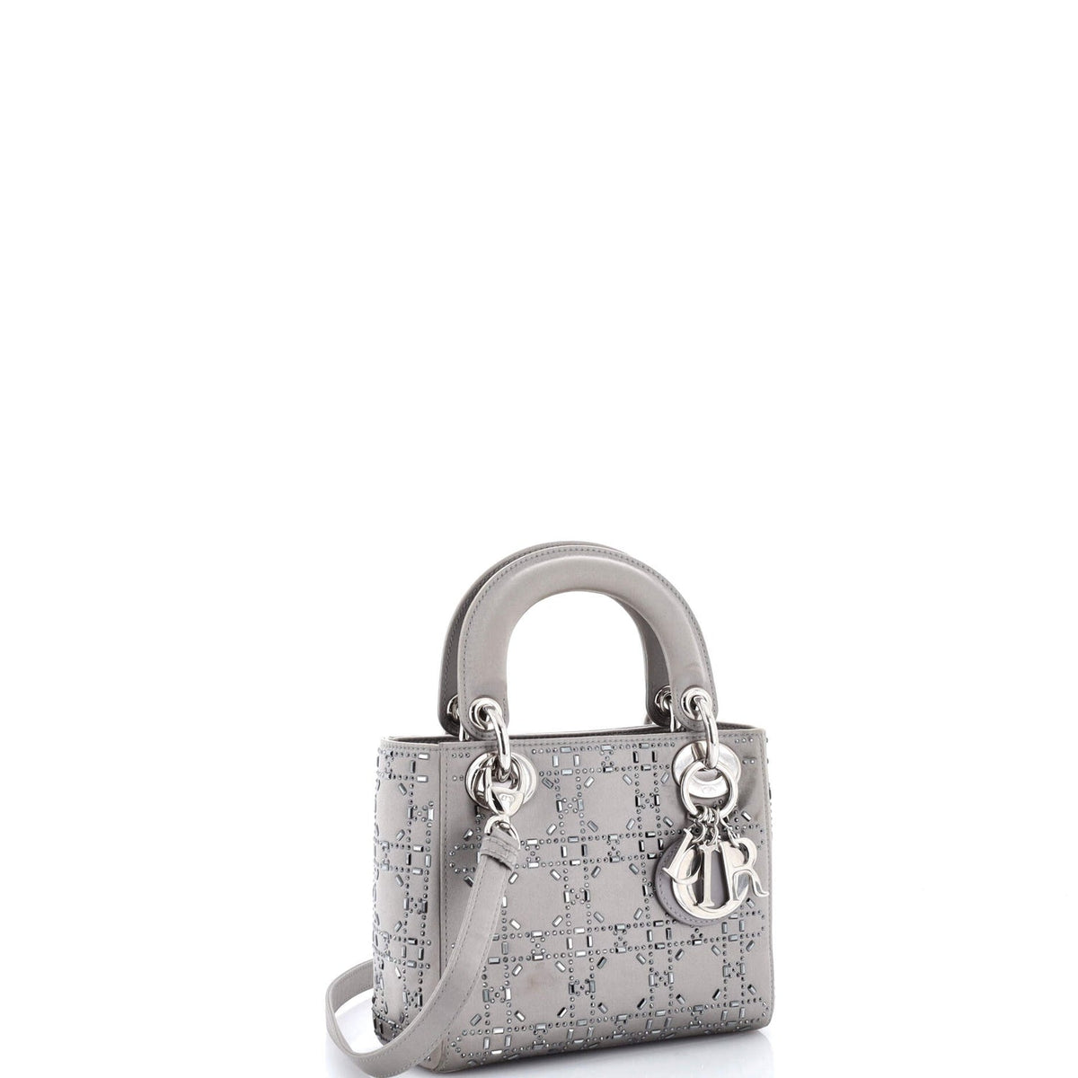 Lady Dior Bag Crystal Embellished Cannage Quilt Satin Mini