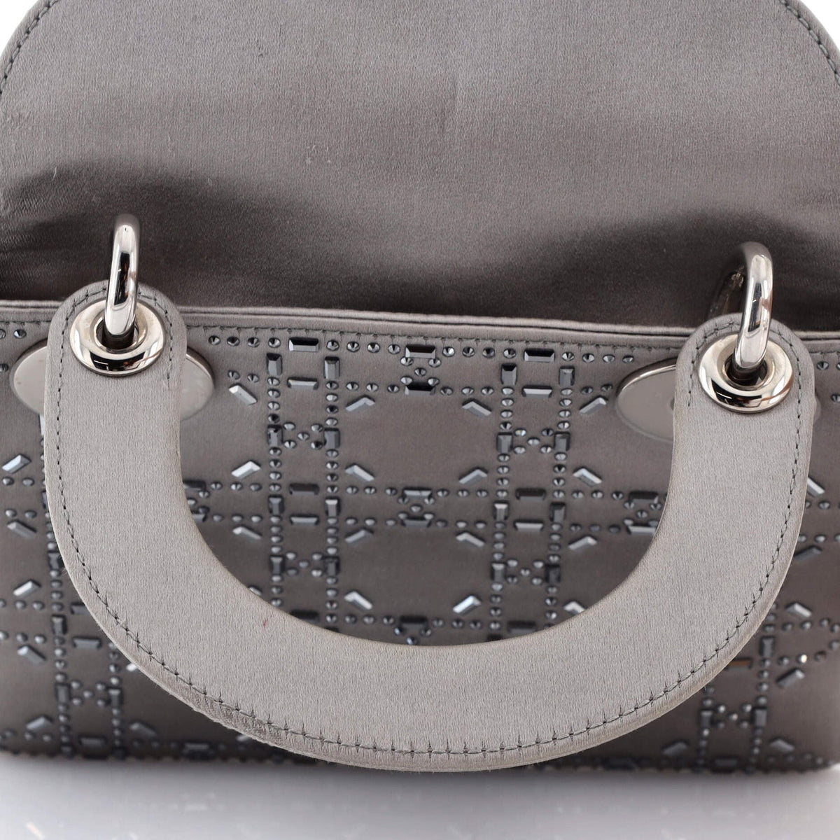 Lady Dior Bag Crystal Embellished Cannage Quilt Satin Mini