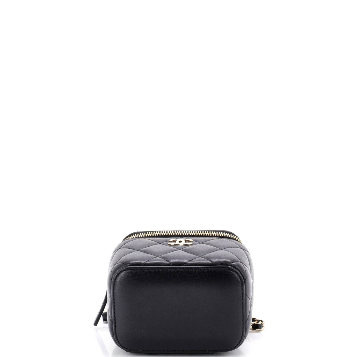 Camellia Bow Vanity Case with Chain Quilted Lambskin Mini
