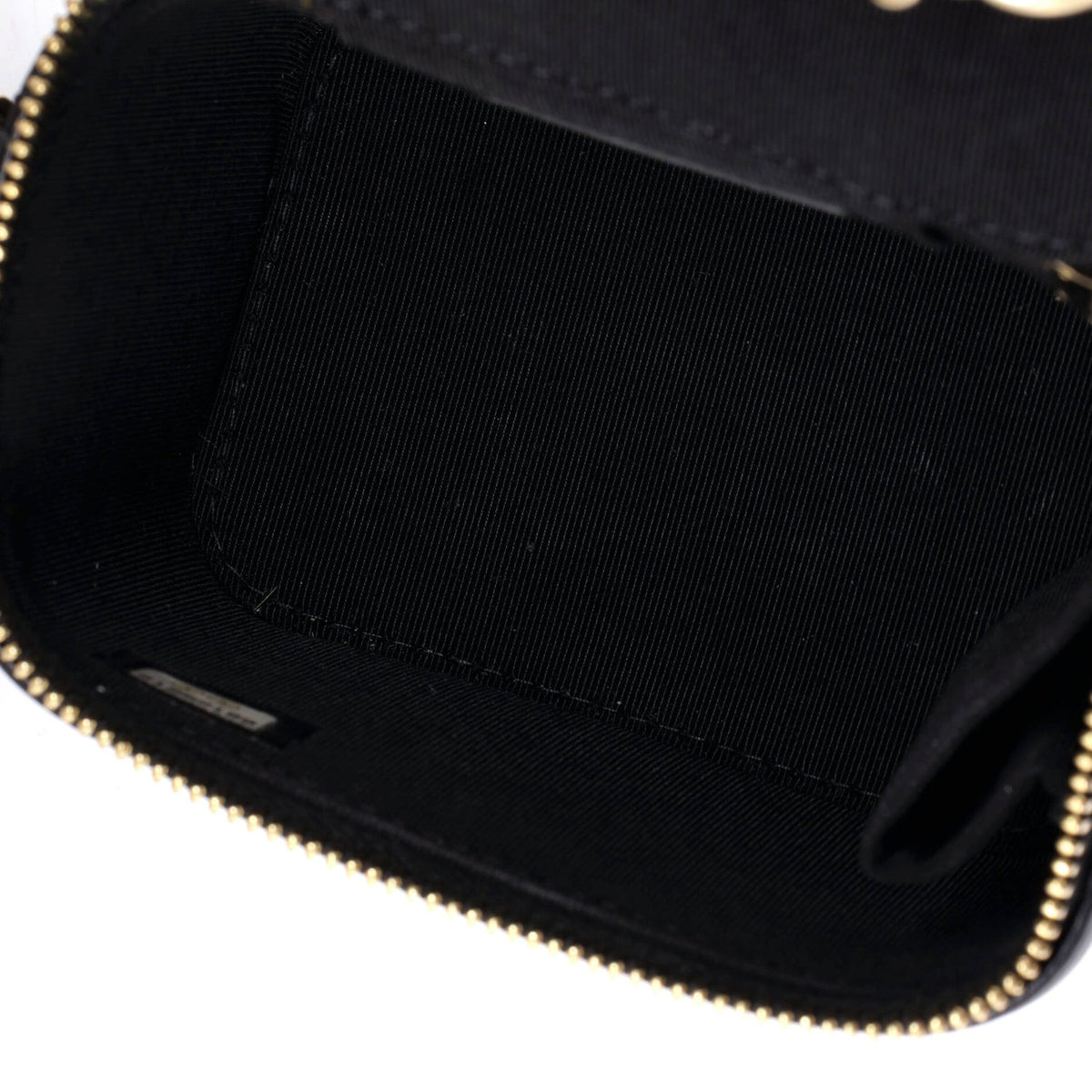 Camellia Bow Vanity Case with Chain Quilted Lambskin Mini