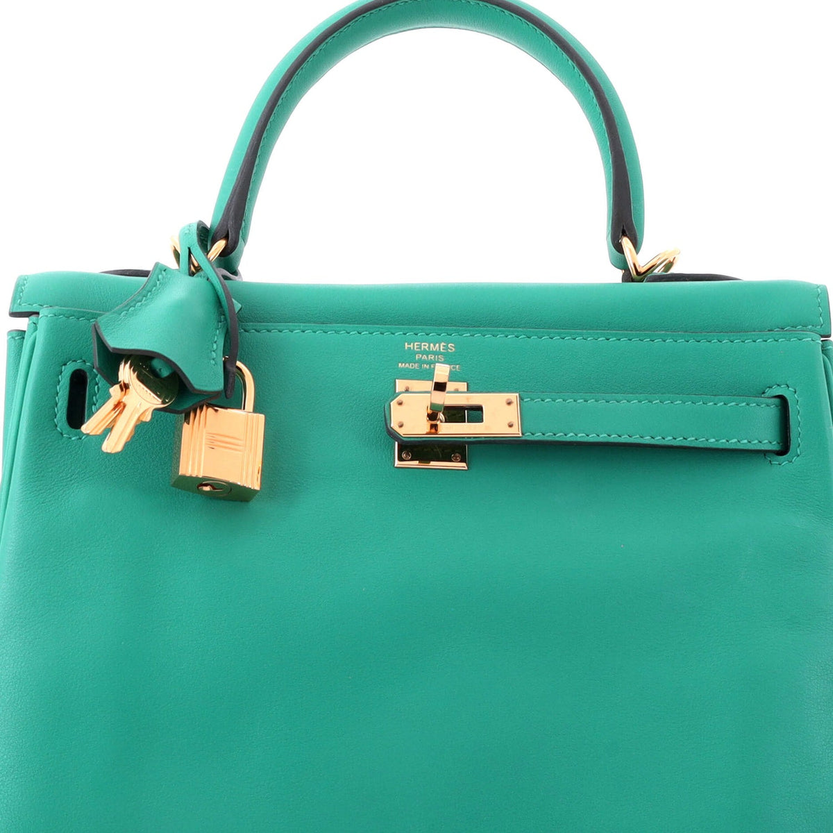 Kelly Handbag Vert Verone Swift with Gold Hardware 25